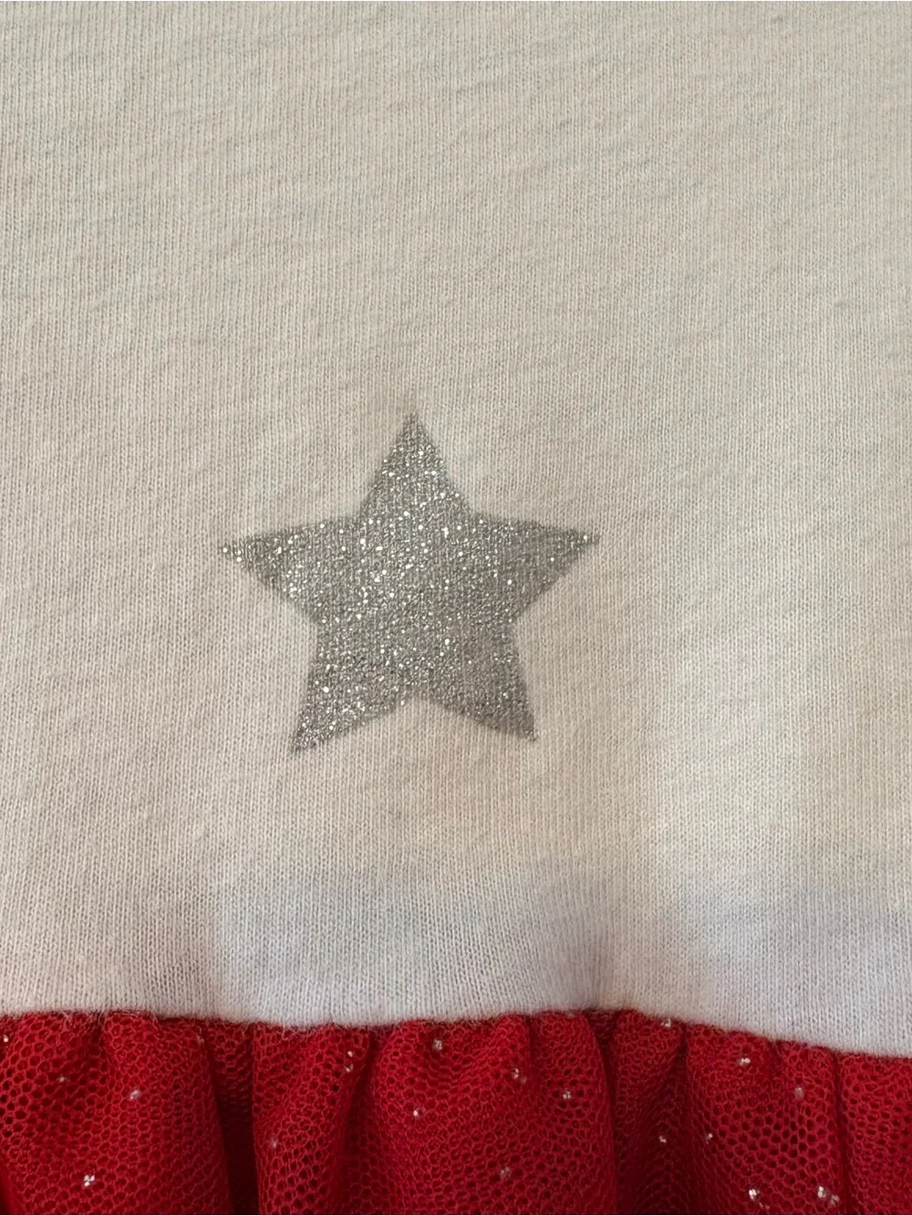 Baby gap white silver and red star print peplum top with tulle size 5